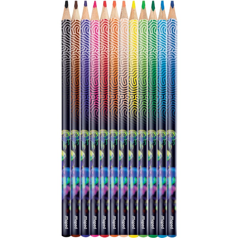 Maped crayons de couleur triangulaires DEEPSEA PARADISE, 2,9 mm, motif méduses, 12 pièces