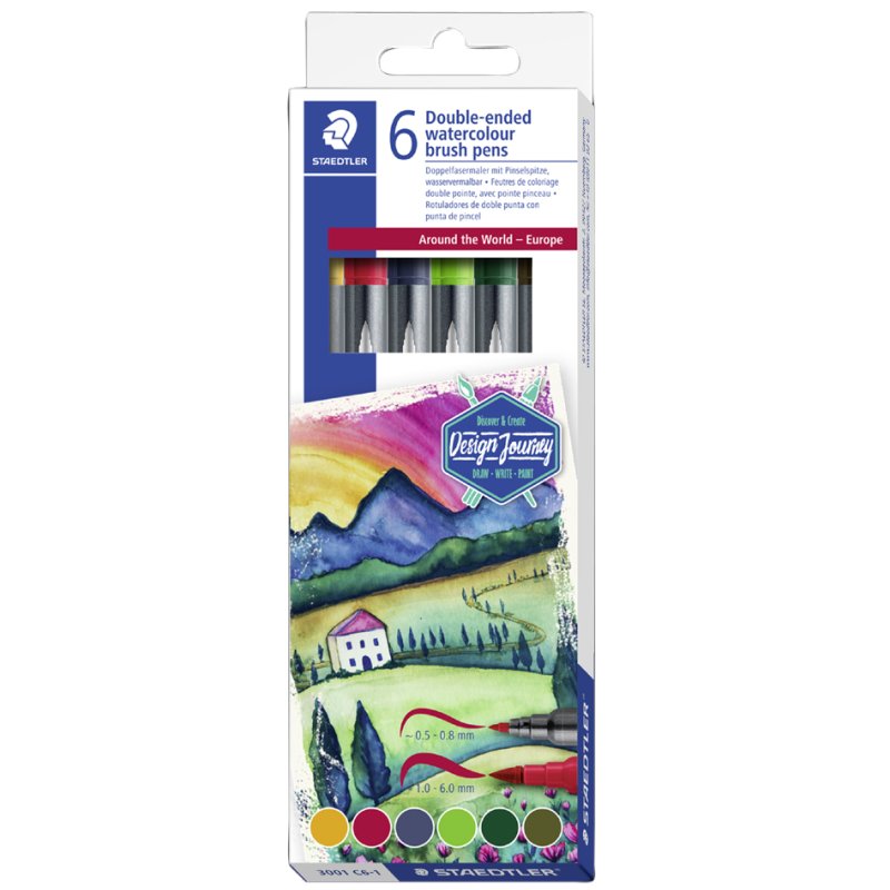 STAEDTLER marqueurs doubles Asie, pointes 2mm, Design Journey, 6 pièces