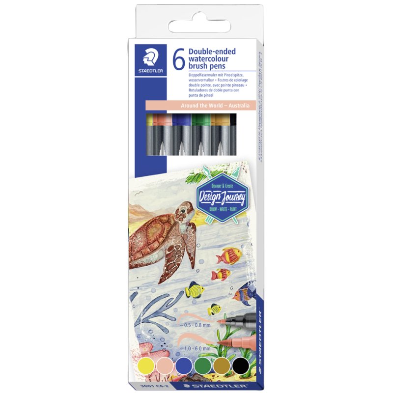 STAEDTLER marqueurs doubles Asie, pointes 2mm, Design Journey, 6 pièces