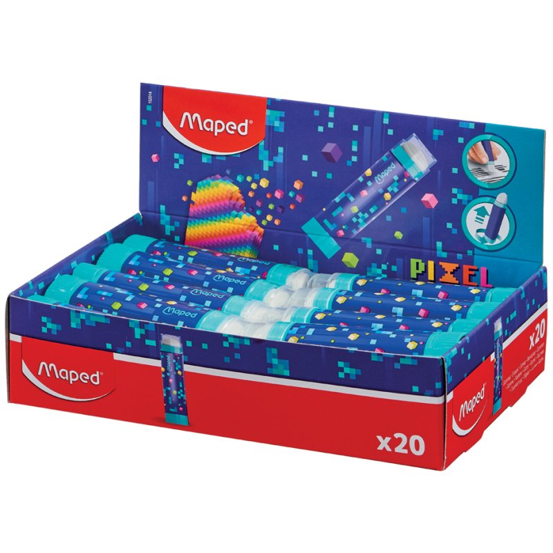 Maped erasers PIXEL PARTY, white, refillable, lipstick format, 20 pieces