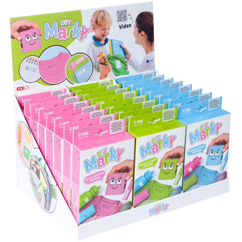 COLOP stamp set DIY Marky, textile stamps, 24 pieces, display pack