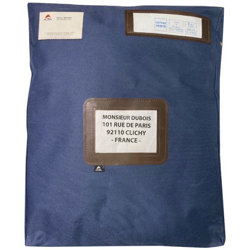 ALBA bankbiljettasje met uitvouwgesp, polyester, blauw, 400×50×500 mm