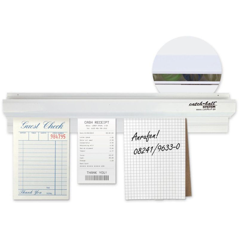 HYGOSTAR rail mural Catch-ball-System tableau blanc, blanc, 800 mm