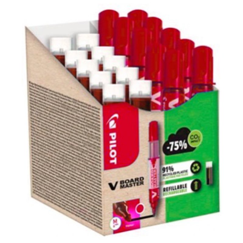 PILOT marqueur tableau blanc V BOARD MASTER, rechargeable, rouge, lot avantage 10+10 recharges