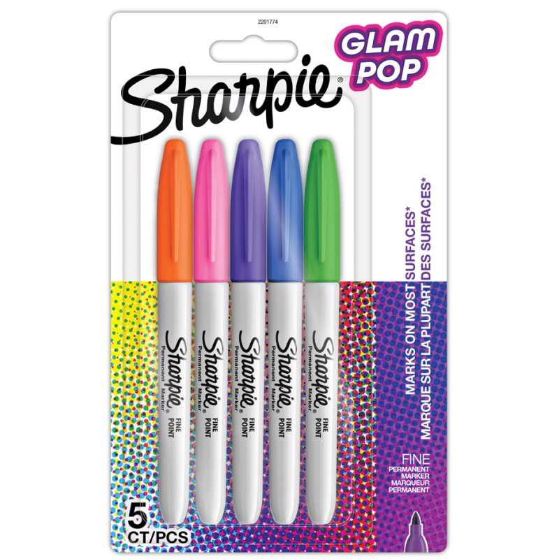 Sharpie stylos permanents fine tip Glam Pop, 0,9 mm, 24 pièces