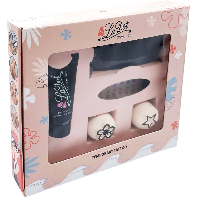 COLOP Tattoo stamp set LaDot, temporary tattoos, flower and star stamps