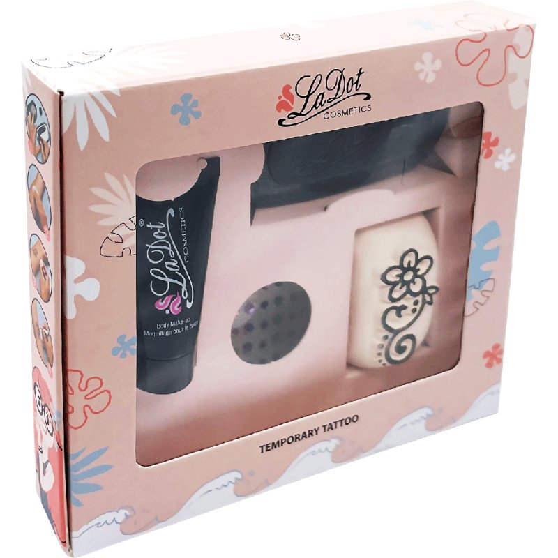 COLOP tampon encreur tattoo LaDot Set M, motif floral, avec tampon encreur et encre body