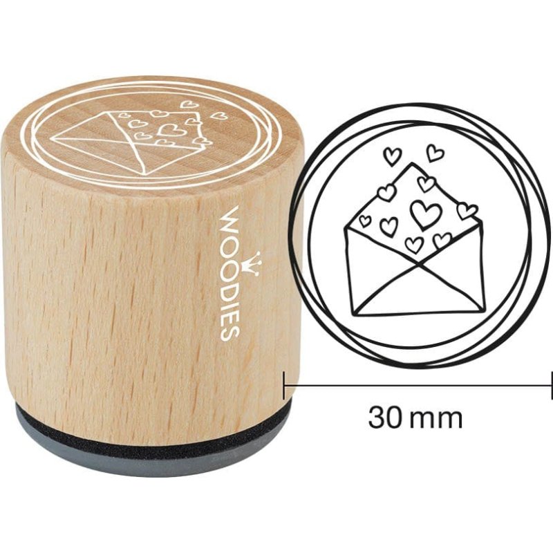 COLOP tampon en bois motif cœur, rond, hêtre et caoutchouc naturel, 34 mm
