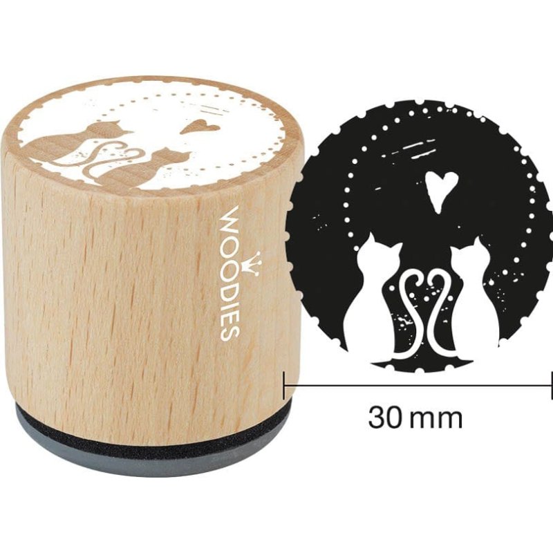 COLOP tampon en bois motif cœur, rond, hêtre et caoutchouc naturel, 34 mm