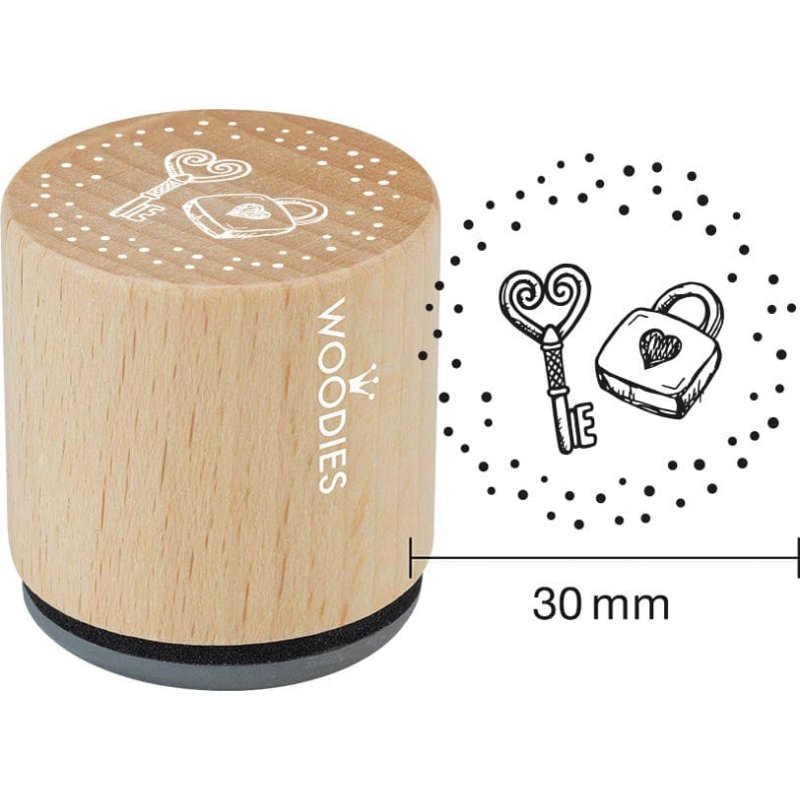 COLOP tampon en bois motif cœur, rond, hêtre et caoutchouc naturel, 34 mm