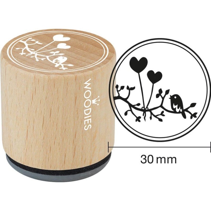 COLOP tampon en bois motif cœur, rond, hêtre et caoutchouc naturel, 34 mm