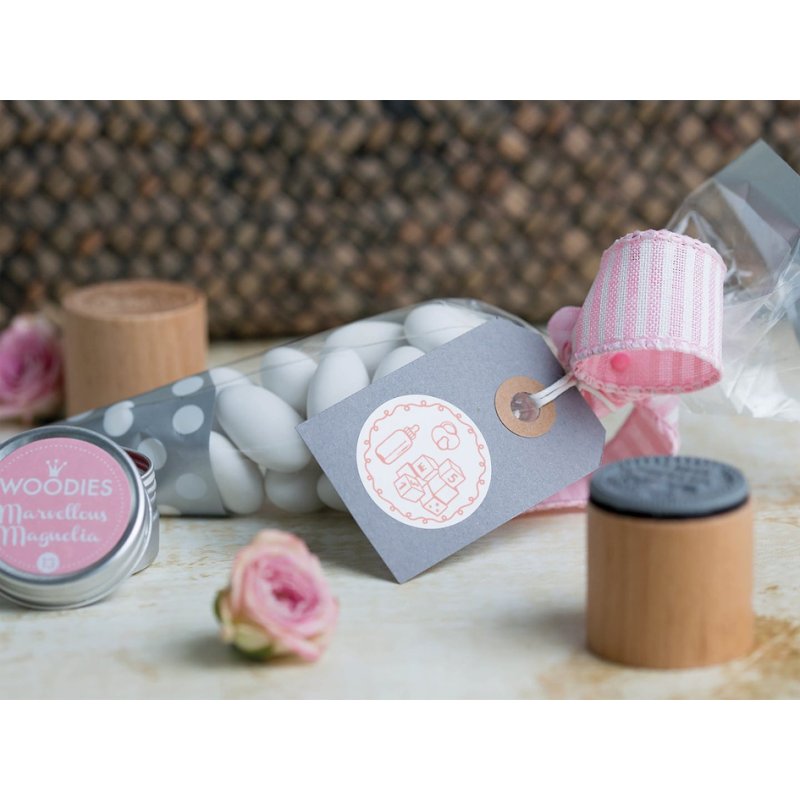 COLOP tampon lion bois, thème bébé, 34 mm diamètre