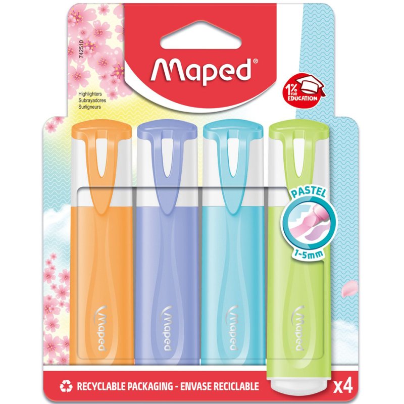 Maped highlighters FLUO'PEPS pastel, chisel tip, pastel colours, 10 pieces