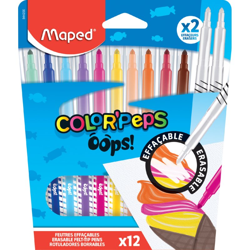 Maped feutres effaçables COLOUR'PEPS OOPS, 12 pièces, 1,5 mm