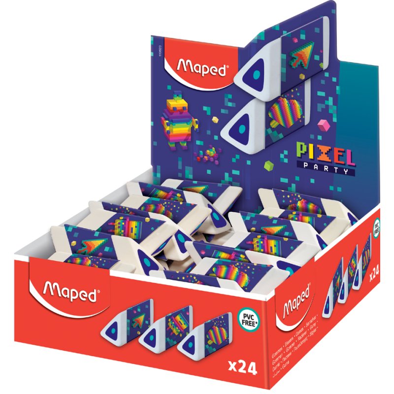 Maped triangular-shaped erasers, white, phthalate- & PVC-free, 24 pieces
