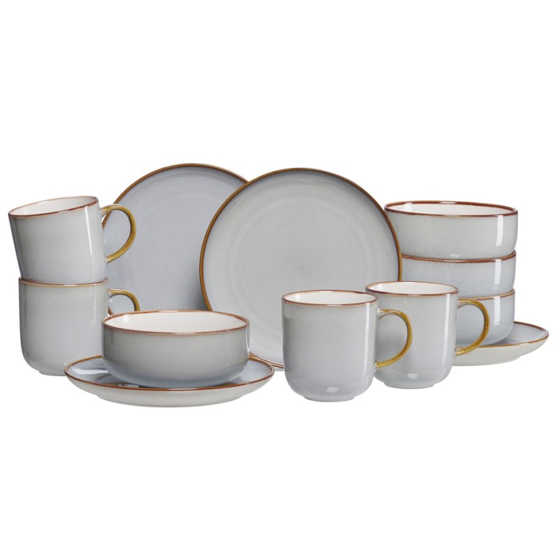 Ritzenhoff & Breker PORTOFINO breakfast tableware, grey, 12-piece, stoneware, dishwasher safe