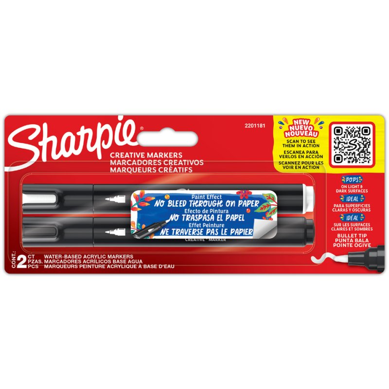 Sharpie marqueurs acryliques ACRYLIC, pointe ronde, set de couleurs, 5 pièces