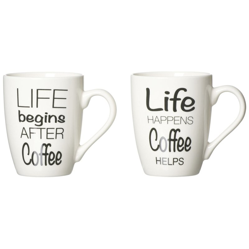 Ritzenhoff & Breker mug à café LIFE SPRÜCHE, blanc/noir, porcelaine, 6 pièces