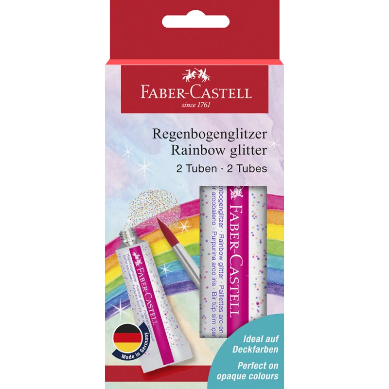 Faber-Castell rainbow glitter gel, 2 tubes, 12 ml