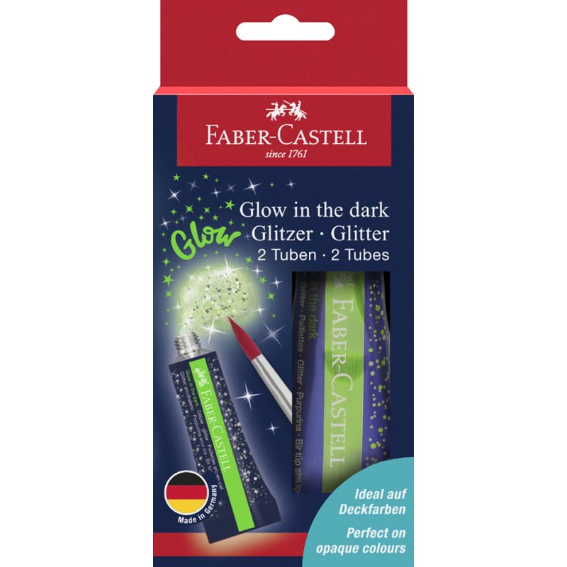 Faber-Castell glitter gel glow in the dark, 2 tubes of 12 ml