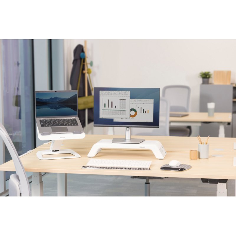 Fellowes monitorstandaard Hana Lite, wit, 27 inch, hoogteverstelling 3 standen