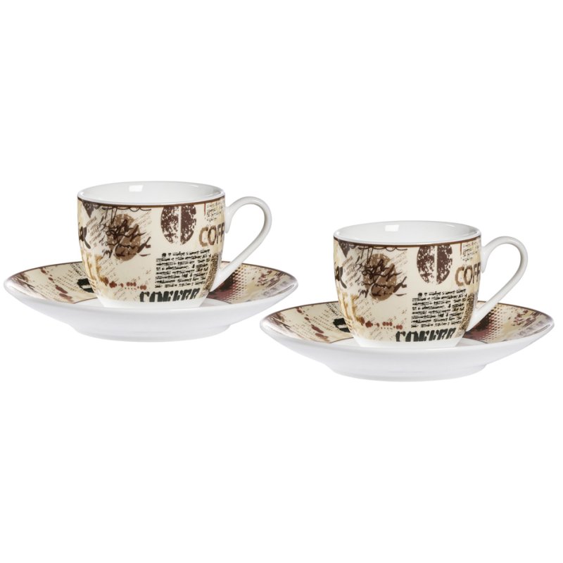 Ritzenhoff & Breker CREMA espresso set, brown/white, porcelain, 4-piece, 90 ml