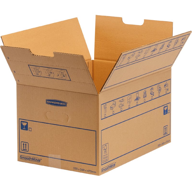 Fellowes carton de déménagement SmoothMove Standard, marron, 39 litres, 10 pièces