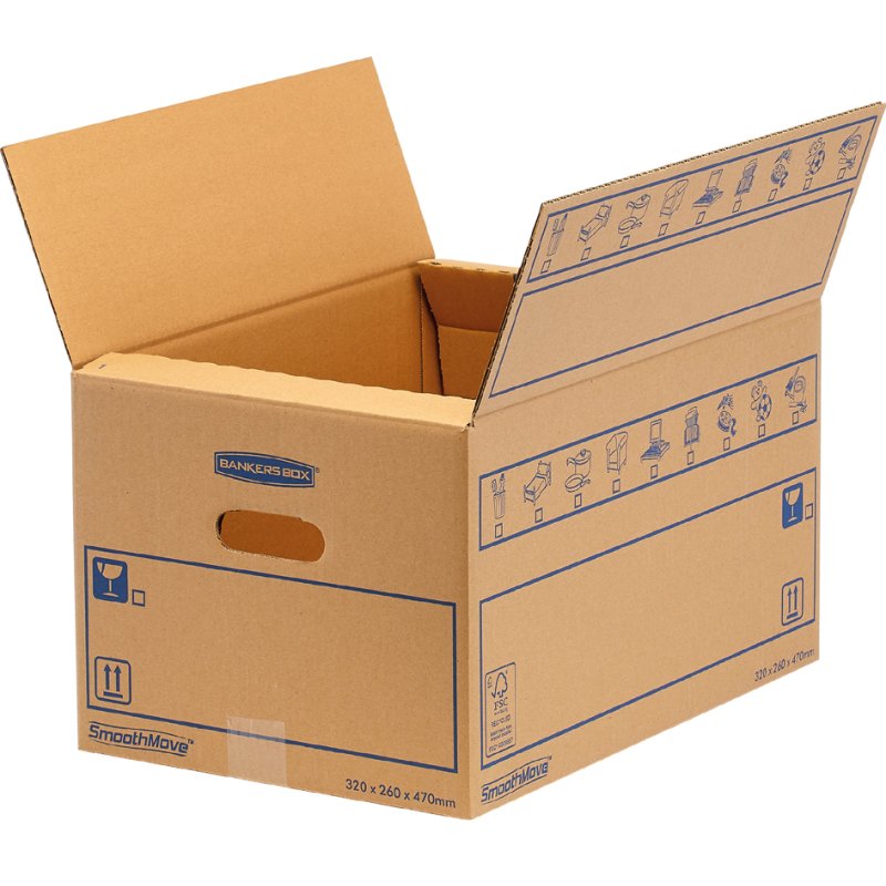 Fellowes carton de déménagement SmoothMove Standard, marron, 39 litres, 10 pièces
