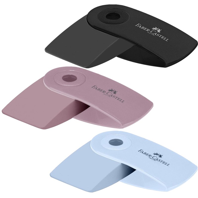 Faber-Castell eraser with protective sleeve, retractable, PVC-free, assorted