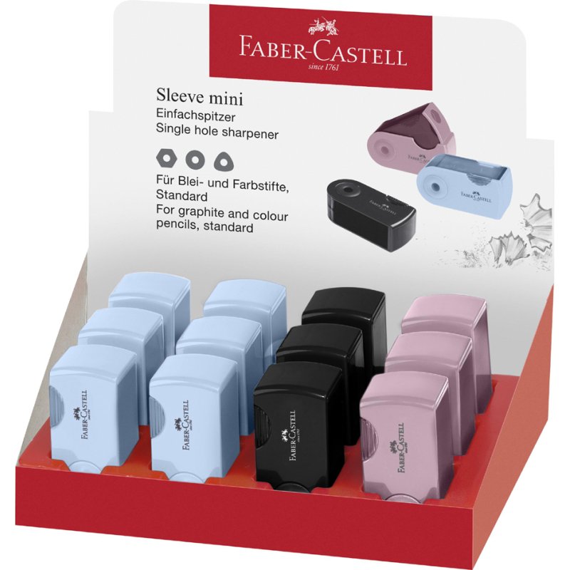 Faber-Castell taille-crayon SLEEVE MINI, avec bac de récupération, métal, 12 pièces