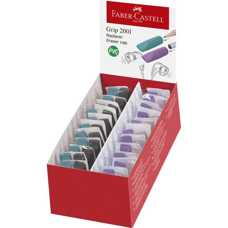 Faber-Castell erasers with grip and pencil protector, PVC-free, 24 pieces