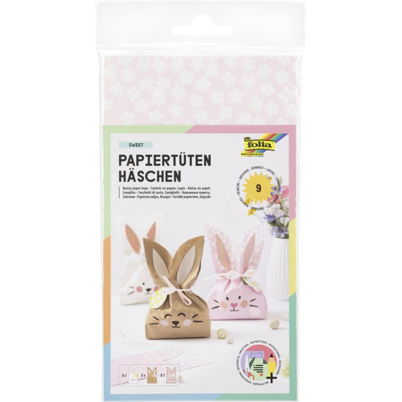 folia papieren zakjes set konijn SWEET, gekleurd gesorteerd, 9 stuks