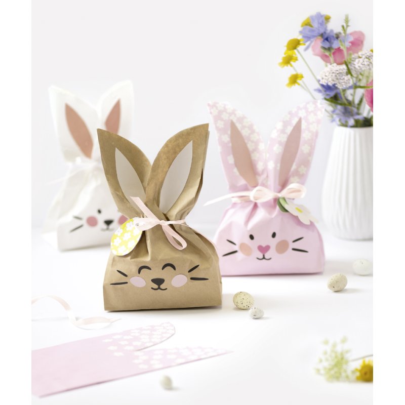 folia papieren zakjes set konijn SWEET, gekleurd gesorteerd, 9 stuks