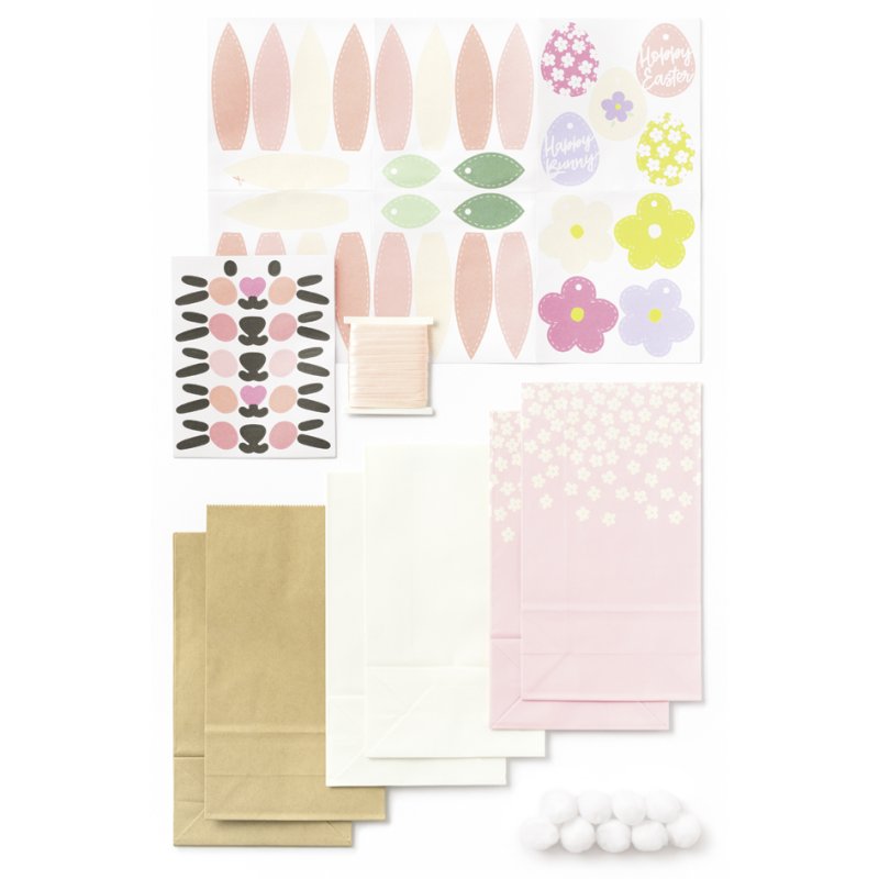 folia papieren zakjes set konijn SWEET, gekleurd gesorteerd, 9 stuks