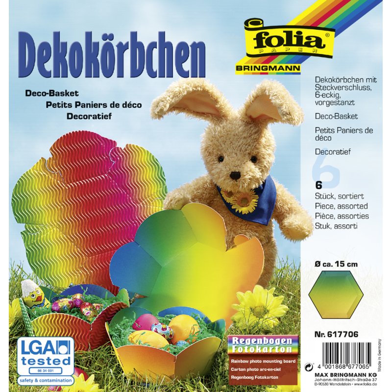 folia decoratieve mandjes regenboogkarton, diameter 150 mm, 24 stuks