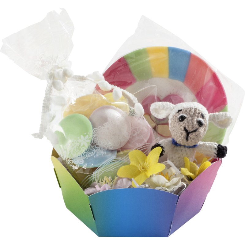 folia decoratieve mandjes regenboogkarton, diameter 150 mm, 24 stuks