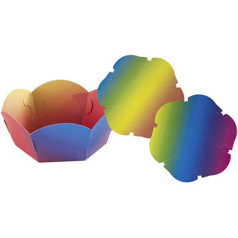 folia decoratieve mandjes regenboogkarton, diameter 150 mm, 24 stuks