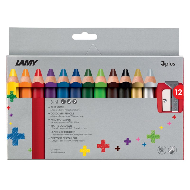 LAMY crayons de couleur 3 en 1 3plus, lavables, 10 mm, 6 pièces