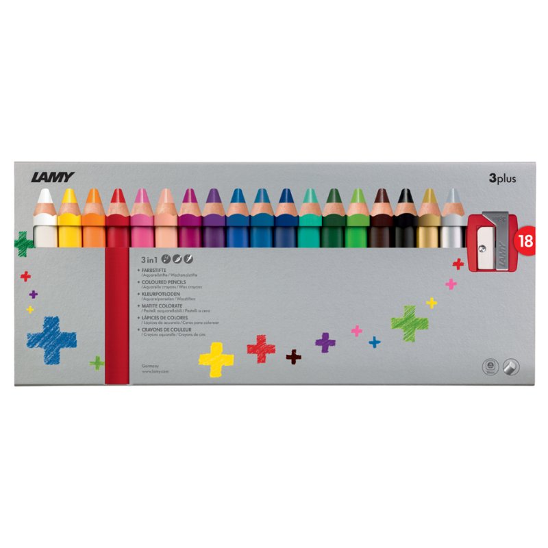 LAMY crayons de couleur 3 en 1 3plus, lavables, 10 mm, 6 pièces