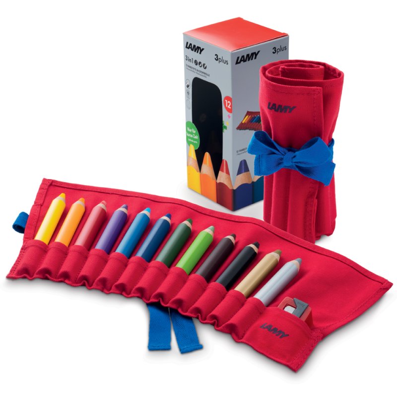 LAMY 3-in-1 kleurpotloden 3plus, 12 stuks, opbergrol