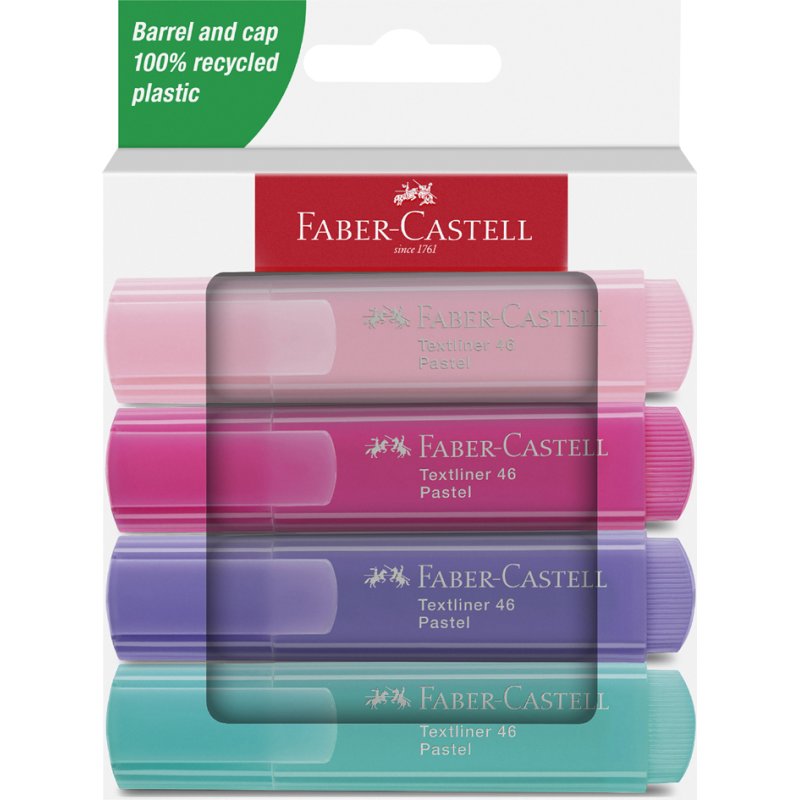 Faber-Castell surligneurs pastel, étui 4 pièces, 1,0-5,0 mm