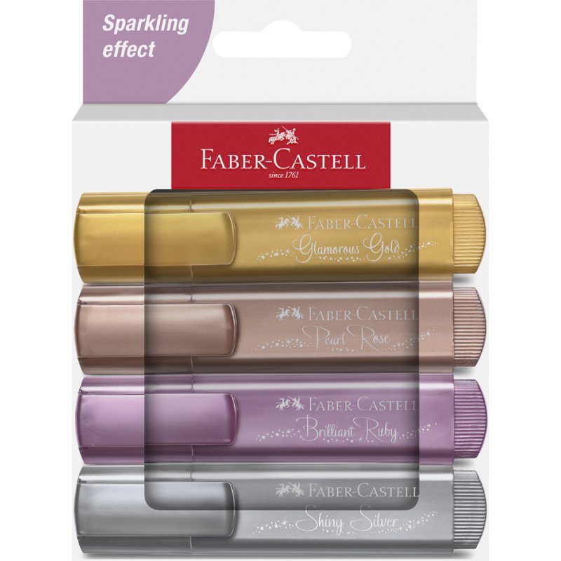 FABER-CASTELL surligneur TEXTLINER 46 METALLIC, coffret 8 pièces, couleurs métallisées