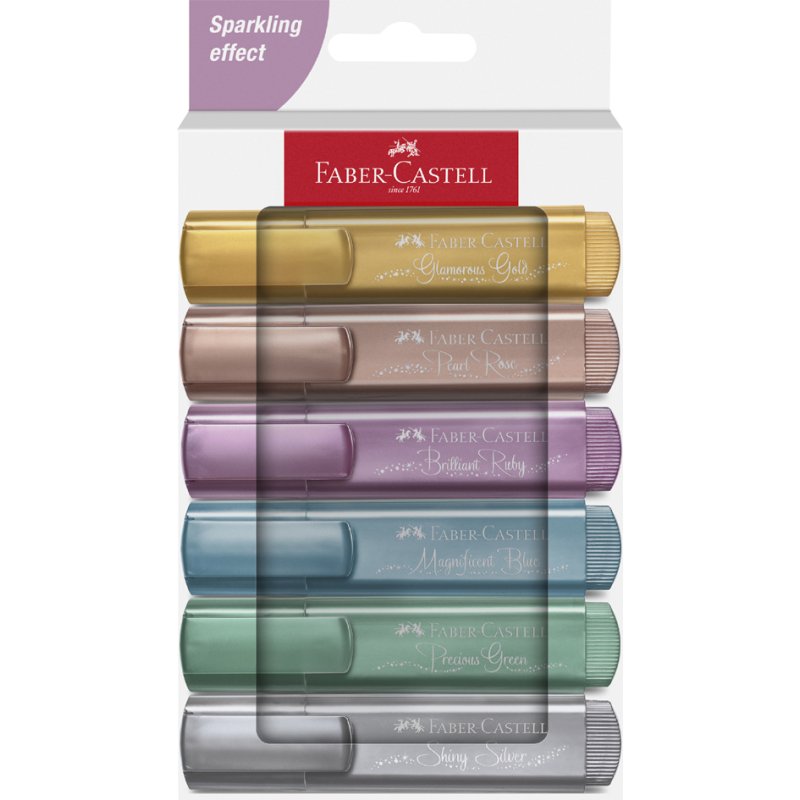 FABER-CASTELL surligneur TEXTLINER 46 METALLIC, coffret 8 pièces, couleurs métallisées