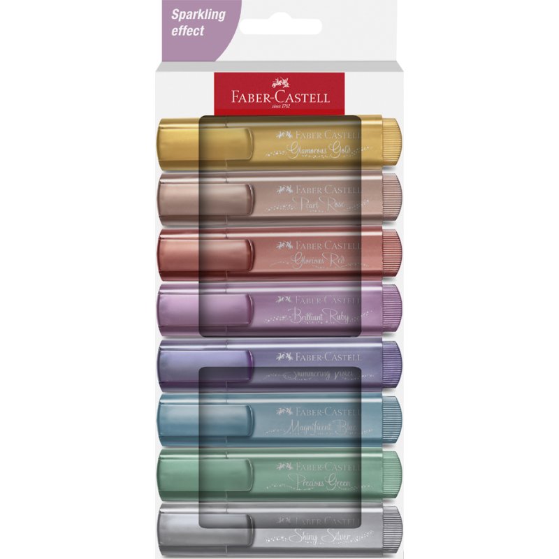 FABER-CASTELL surligneur TEXTLINER 46 METALLIC, coffret 8 pièces, couleurs métallisées