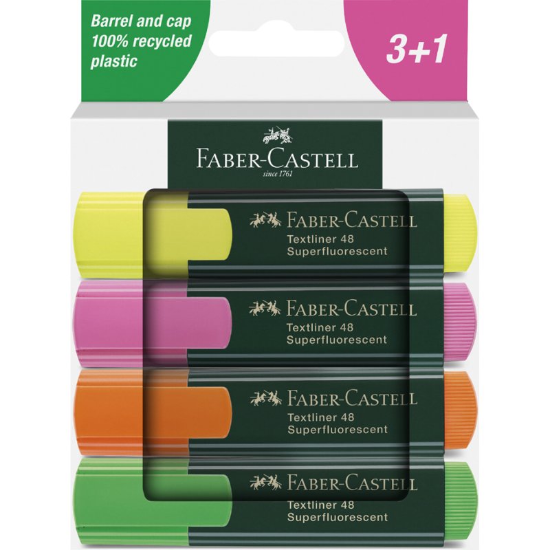 Faber-Castell surligneurs TEXTLINER 48, lot de 8 pièces, couleurs assorties