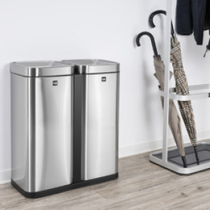 helit afvalscheider 'the twin bin', 2 × 30 liter, roestvrij staal