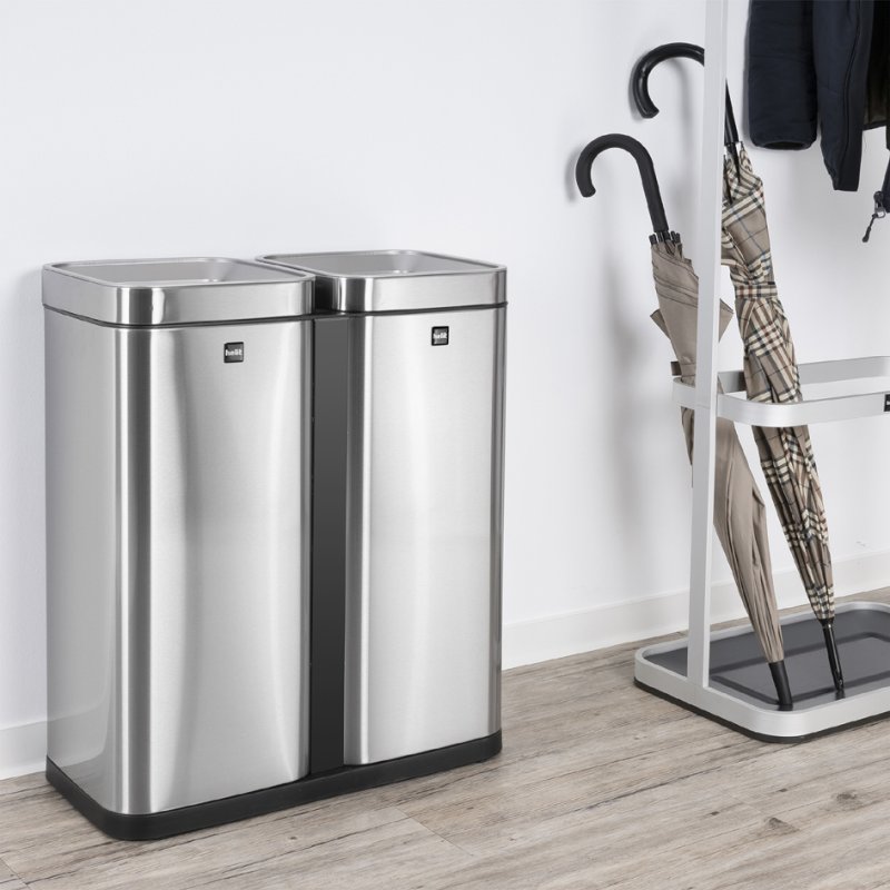 helit afvalscheider 'the twin bin', 2 × 30 liter, roestvrij staal
