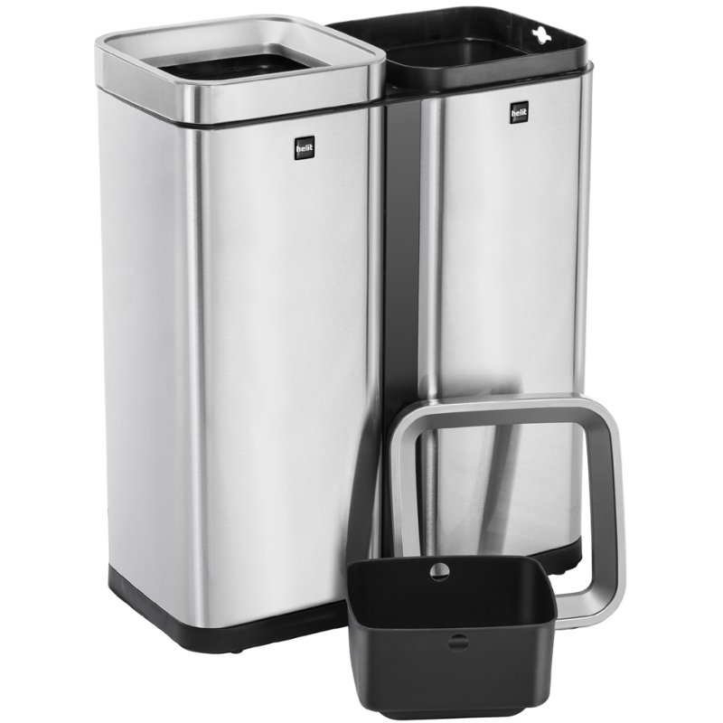 helit afvalscheider 'the twin bin', 2 × 30 liter, roestvrij staal