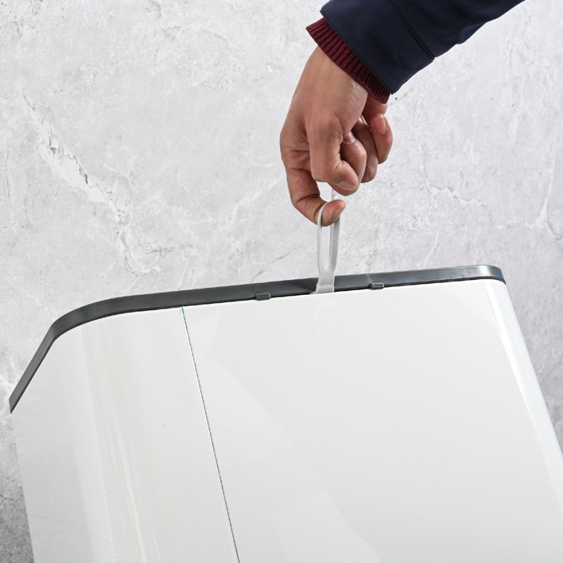 helit poubelle à pédale the classy, tri des déchets, 2×12 litres, blanc