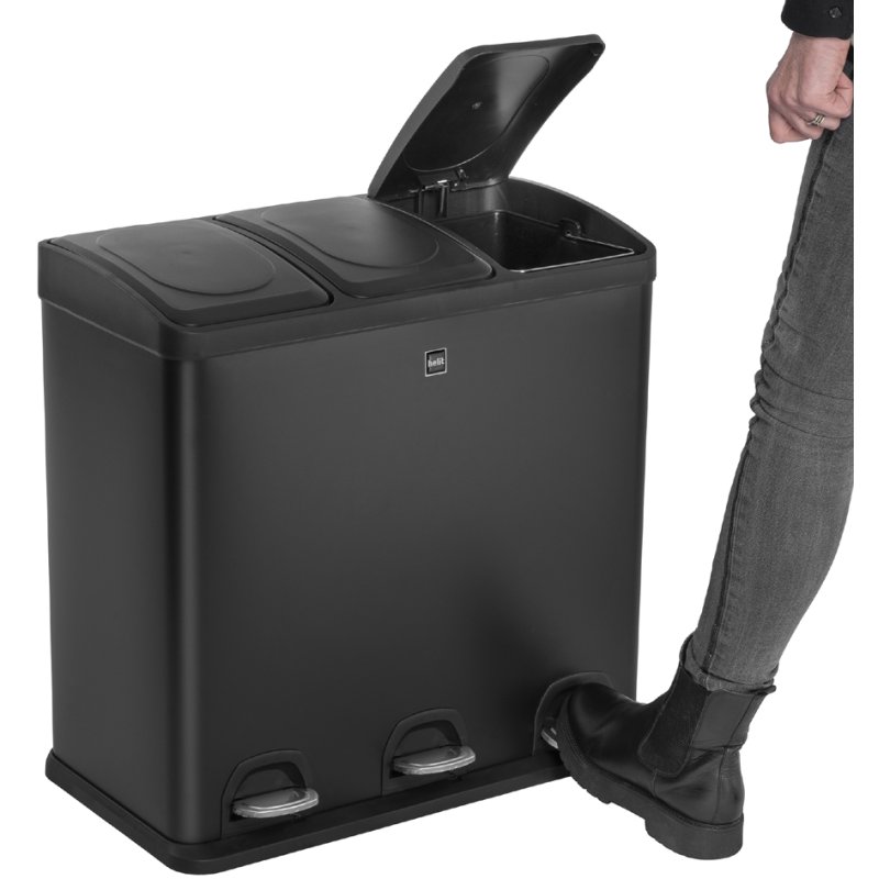 helit pedaalafvalbak the separator, 3 x 20 liter, kunststof, soft-close